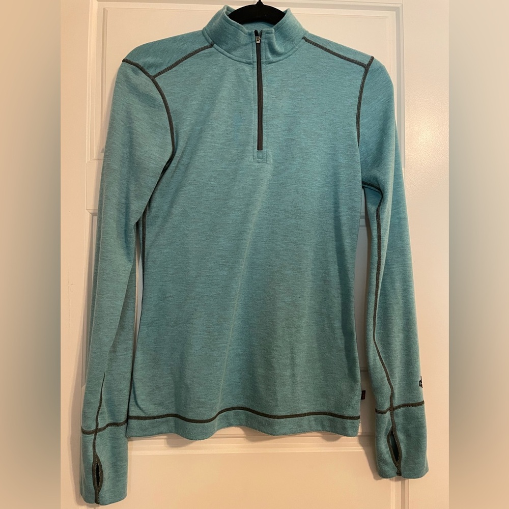 Hot Chillys Teal half Zip-Up Long Sleeve Athletic tunic shirt